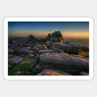 Over Owler Tor at sunset Sticker